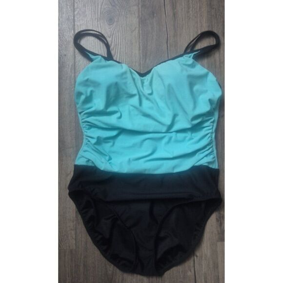 Trimshaper Ruched Slimming One Piece Swimsuit Bathingsuit Women's Size 16 - Picture 1 of 7